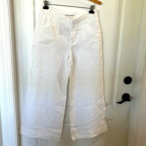 EUC For The Republic White 100 % linen wide leg pants size 8